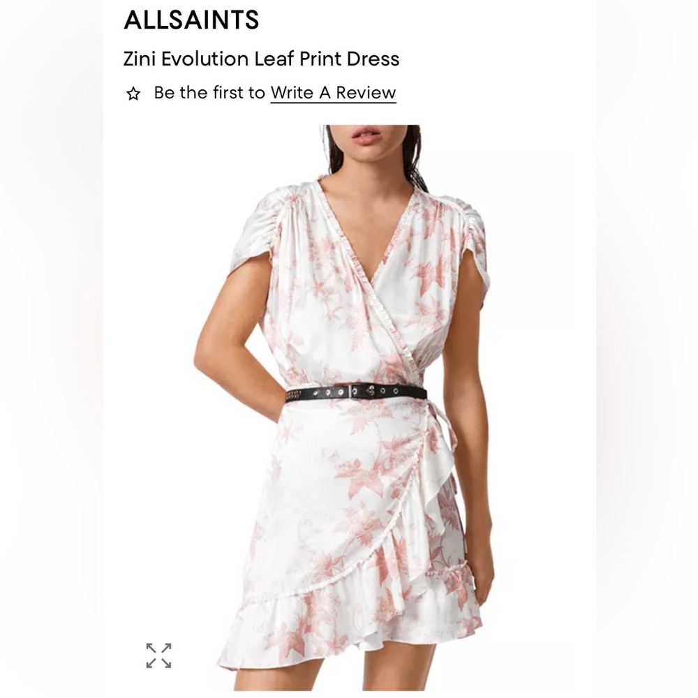All Saints Asymmetrical Dress in White and Pink